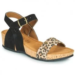 Chaussures Femme Sandales et Nu-pieds Chattawak DURBAN Léopard / Noir
