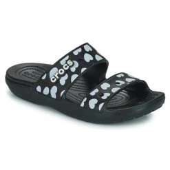 Chaussures Femme Sandales et Nu-pieds Crocs CLASSIC CROCS HEART PRINT SANDAL Noir / Blanc